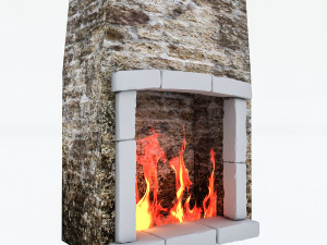 old stone fireplace 3D Model