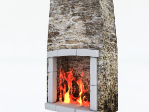 old stone fireplace 3D Model