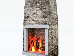 old stone fireplace 3D Model