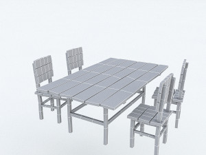 old wooden chair table Modelo 3D