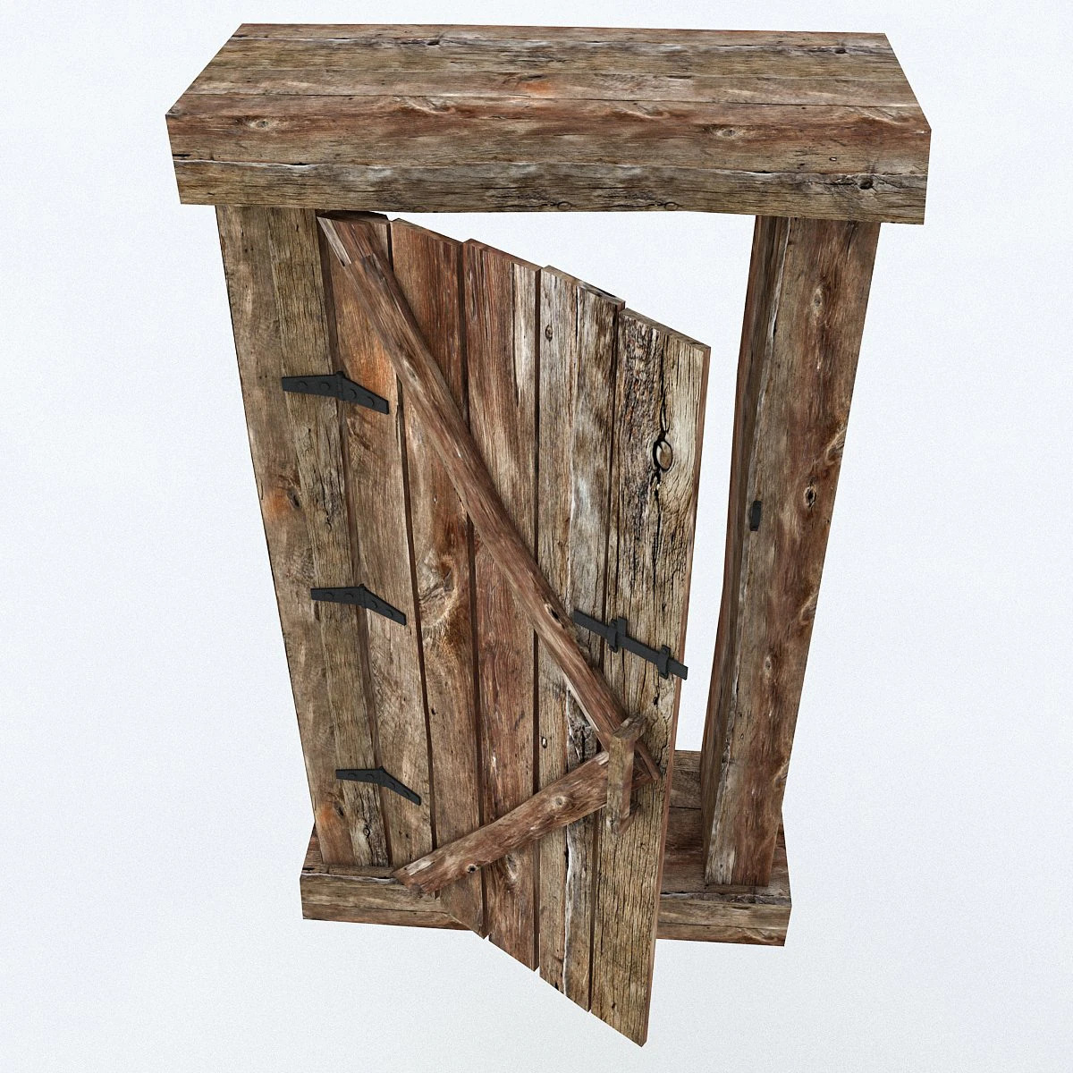 old wooden door 02 3D Model .c4d .max .obj .3ds .fbx .stl .blend