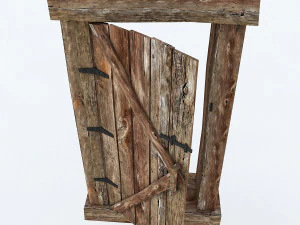 오래된 나무 문 02 3D 모델