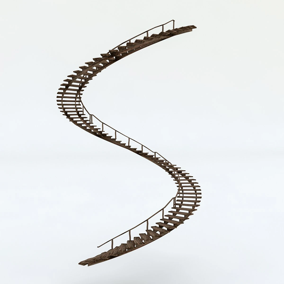 old wooden staircase 3D Model .c4d .max .obj .3ds .fbx .stl .blend 