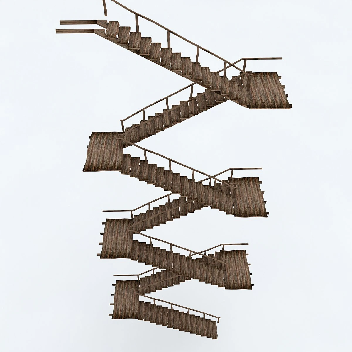 old wooden staircase 02 3D Model .c4d .max .obj .3ds .fbx .stl .blend