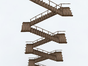 old wooden staircase 02 3D Model
