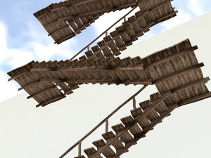 old wooden staircase 02 3D 모델