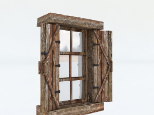 old wooden window 02 3D 모델