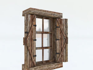old wooden window 02 3D Model