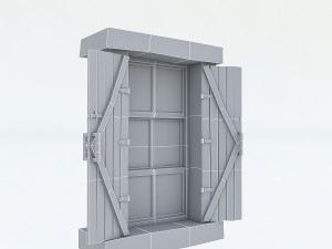old wooden window 02 3D Model