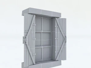 old wooden window 02 3D Model