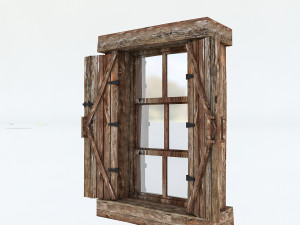 old wooden window 02 3D Model
