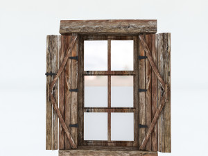 old wooden window 02 3D Model