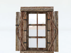 old wooden window 02 3D Model