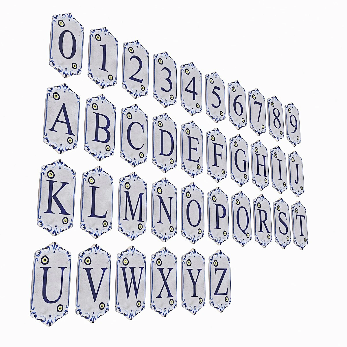 ancient stone alphabet 3D Model .c4d .max .obj .3ds .fbx .stl .blend 