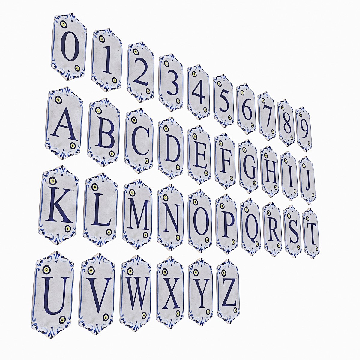 Ancient Stone Alphabet 3d Model In Environment 3dexport