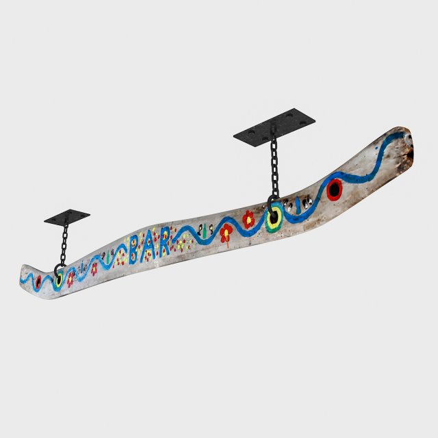 wooden bar sign 3D Модель .c4d .max .obj .3ds .fbx .stl .blend