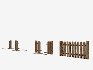 broken garden fence 3D Model