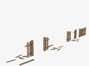 broken garden fence 3D Model