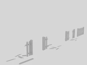 broken garden fence 3D Model