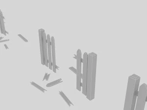 broken garden fence 3D Model