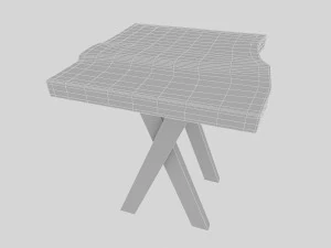 natural wood bistro table 3D Model