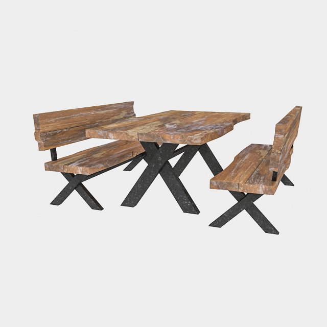 natural wood table chair Model 3D .c4d .max .obj .3ds .fbx .stl .blend 