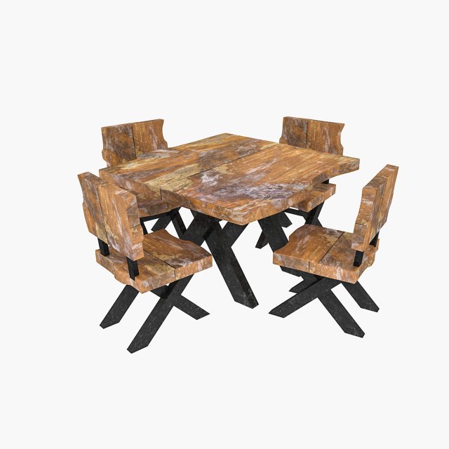 natural wood table chair 02 Modèle 3D .c4d .max .obj .3ds .fbx .stl .blend 