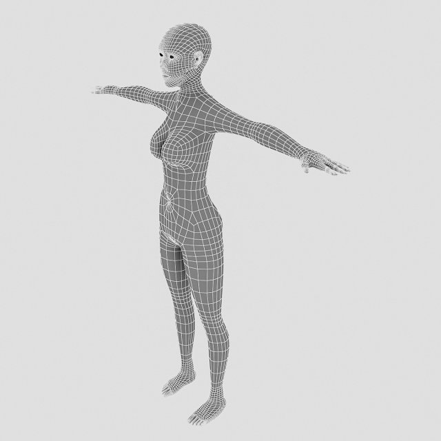 low poly female 3D Модель .c4d .max .obj .3ds .fbx .stl .blend 