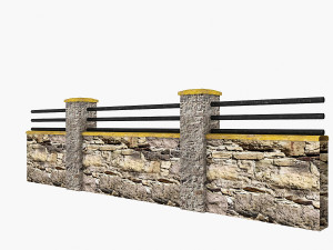 old garden wall 04 3D Model