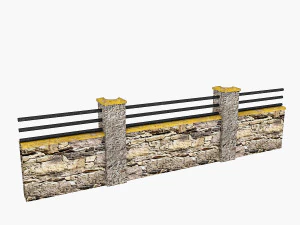 old garden wall 04 3D Model