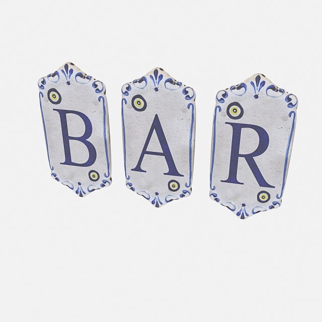old stone bar sign 3D Model .c4d .max .obj .3ds .fbx .stl .blend 
