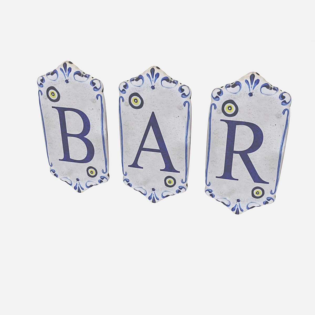 old stone bar sign 3D Model .c4d .max .obj .3ds .fbx .stl .blend 