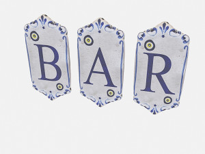 old stone bar sign 3D Model