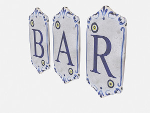 old stone bar sign 3D Model