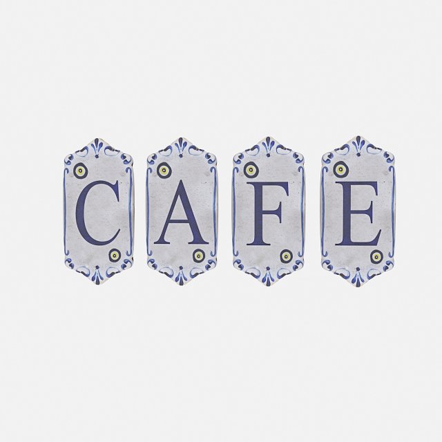 old stone cafe sign model 3D Модель .c4d .max .obj .3ds .fbx .stl .blend