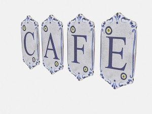 old stone cafe sign model 3D Модель