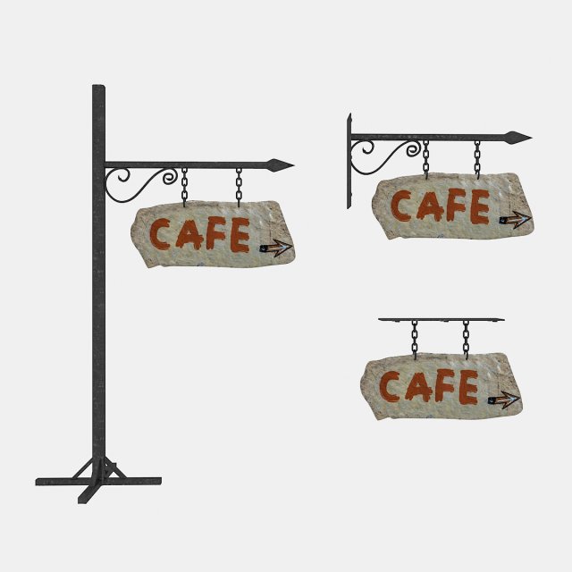 old stone cafe sign 02 Modelo 3D .c4d .max .obj .3ds .fbx .stl .blend 