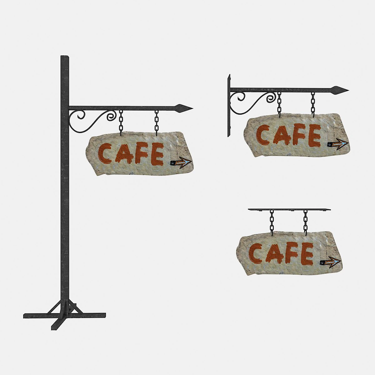 old stone cafe sign 02 3D Model .c4d .max .obj .3ds .fbx .stl .blend