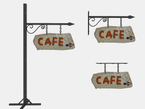 old stone cafe sign 02 3D Model