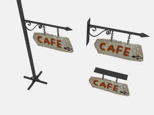 old stone cafe sign 02 Modelo 3D
