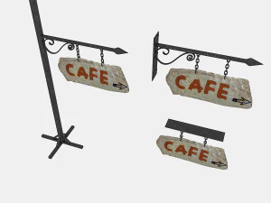 old stone cafe sign 02 3D Model