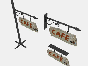 old stone cafe sign 02 3D Model