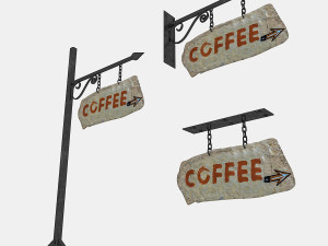 old stone cafe sign 02 3D Model