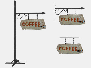 old stone cafe sign 02 3D Model