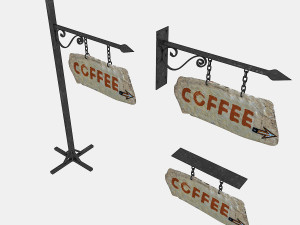 old stone cafe sign 02 3D Model