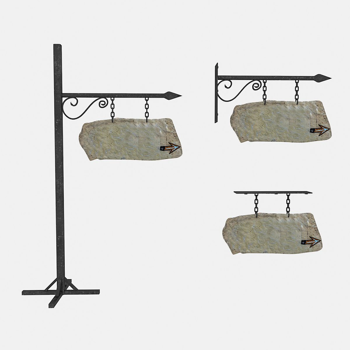 old stone empty sign 02 3D Model .c4d .max .obj .3ds .fbx .stl .blend 