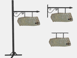 old stone empty sign 02 3D Model
