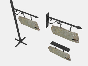 old stone empty sign 02 3D 模型