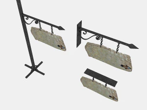 old stone empty sign 02 3D Model