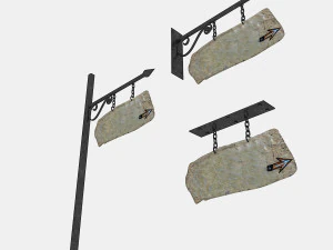 old stone empty sign 02 3D Model